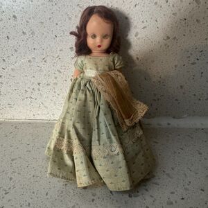 Vintage Nancy Ann Storybook Doll With Sleepy Eyes Green Dress